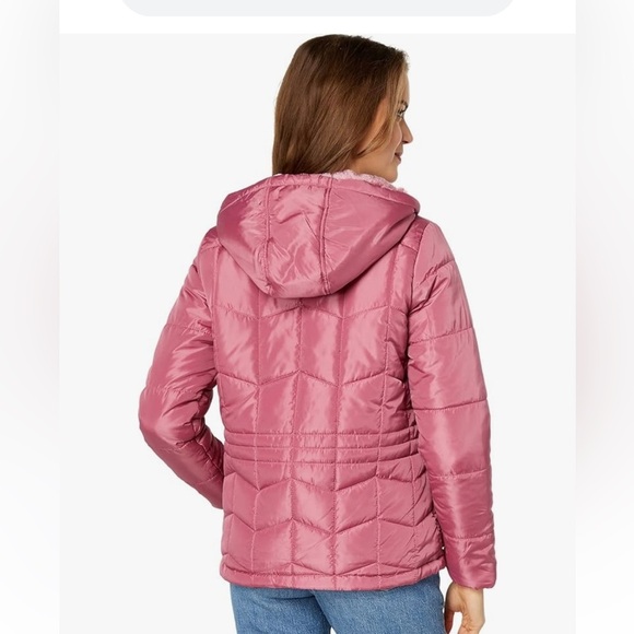 U.S. Polo Assn. Wave Quilt Cozy Jacket Oxford Rose LG women’s new hooded fuzzy - Picture 2 of 8